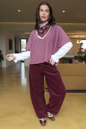 Gilbert Cord Barrel Pant Burgundy /16=